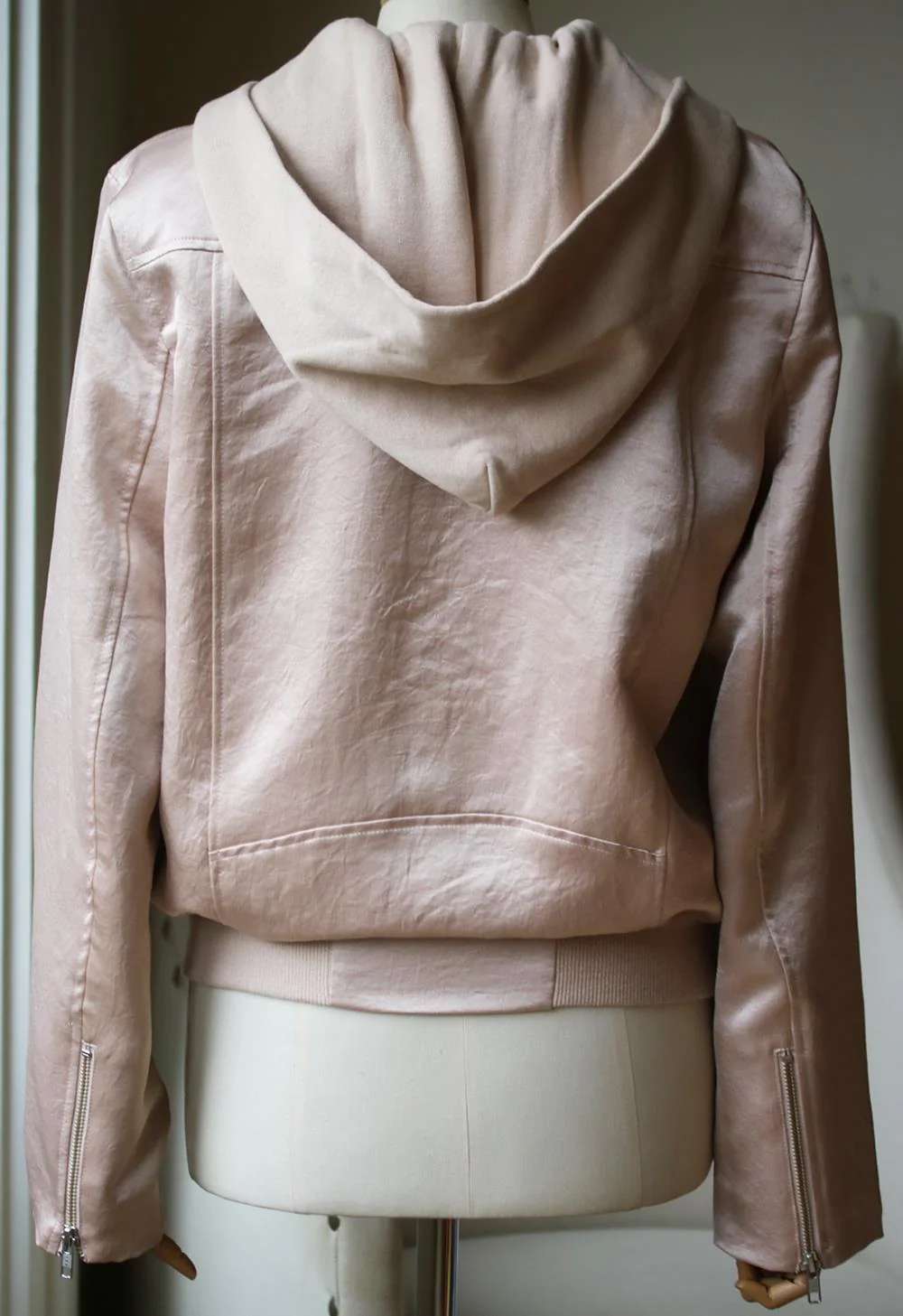 A.L.C. EDISON PANELED COTTON AND SATIN BOMBER JACKET LARGE - Image 4