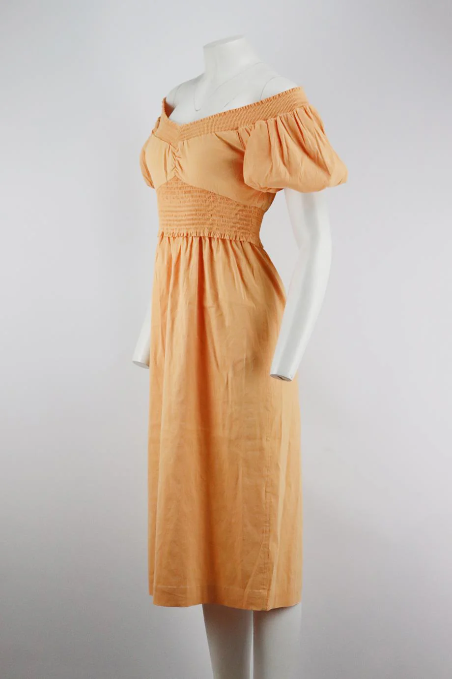 A.L.C. OFF THE SHOULDER LINEN BLEND MIDI DRESS US 4 UK 8 - Image 3