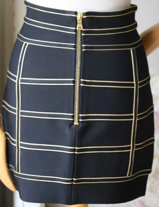 BALMAIN BLACK GOLD PIPING SKIRT FR 38 UK 10 - Image 5