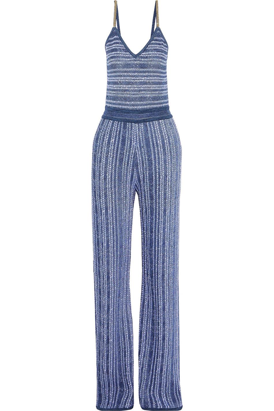 BALMAIN CHAIN TRIMMED STRETCH KNIT JUMPSUIT FR 40 UK 12 - Image 7