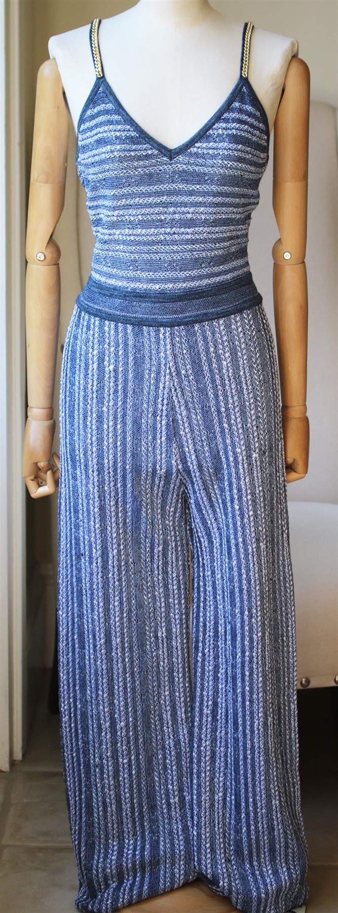 BALMAIN CHAIN TRIMMED STRETCH KNIT JUMPSUIT FR 40 UK 12 - Image 8