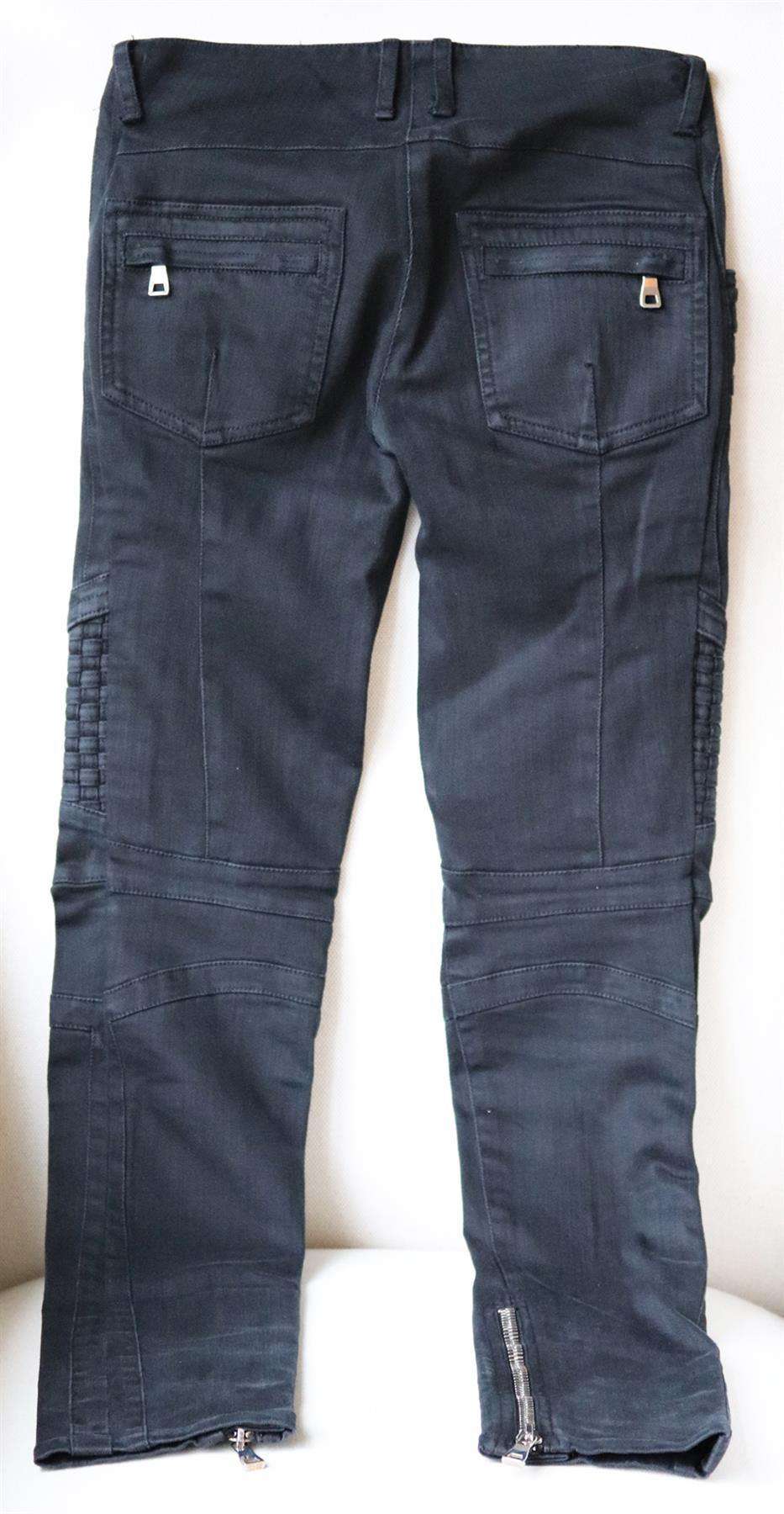 BALMAIN DISTRESSED MOTO STYLE LOW RISE SKINNY JEANS FR 38 UK 10 - Image 3