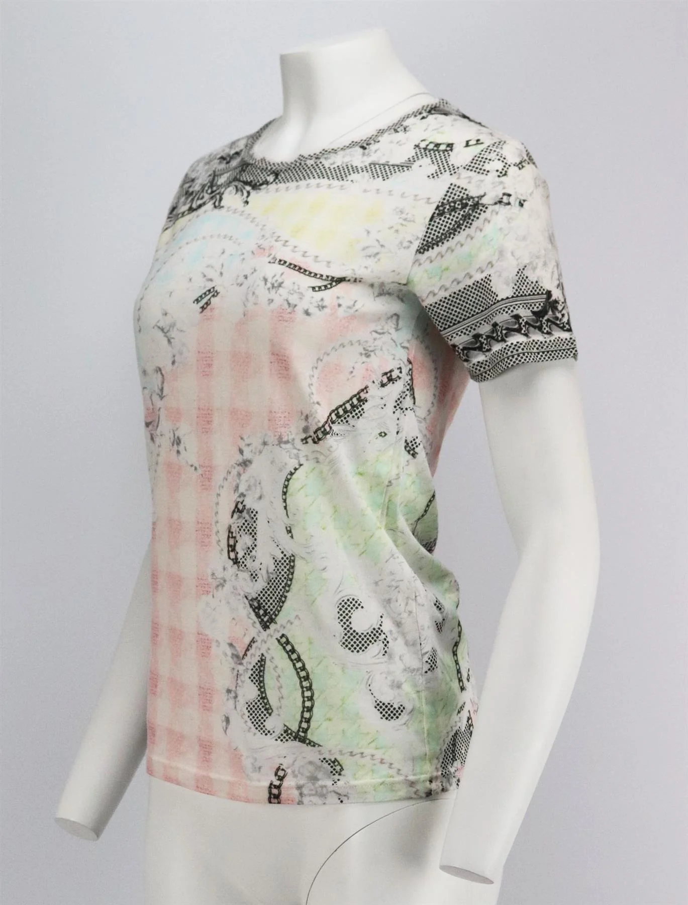 BALMAIN PRINTED COTTON JERSEY T-SHIRT FR 36 UK 8 - Image 3