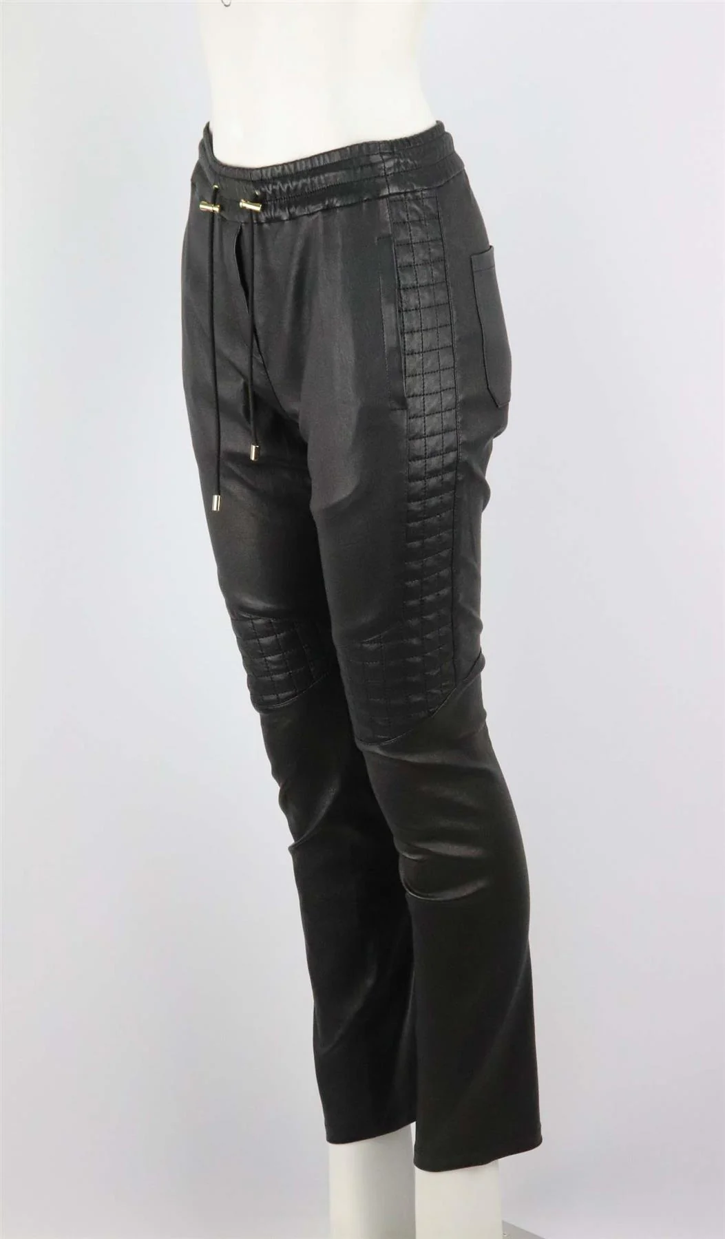 BALMAIN STRETCH LEATHER BIKER PANTS FR 34 UK 6 - Image 3