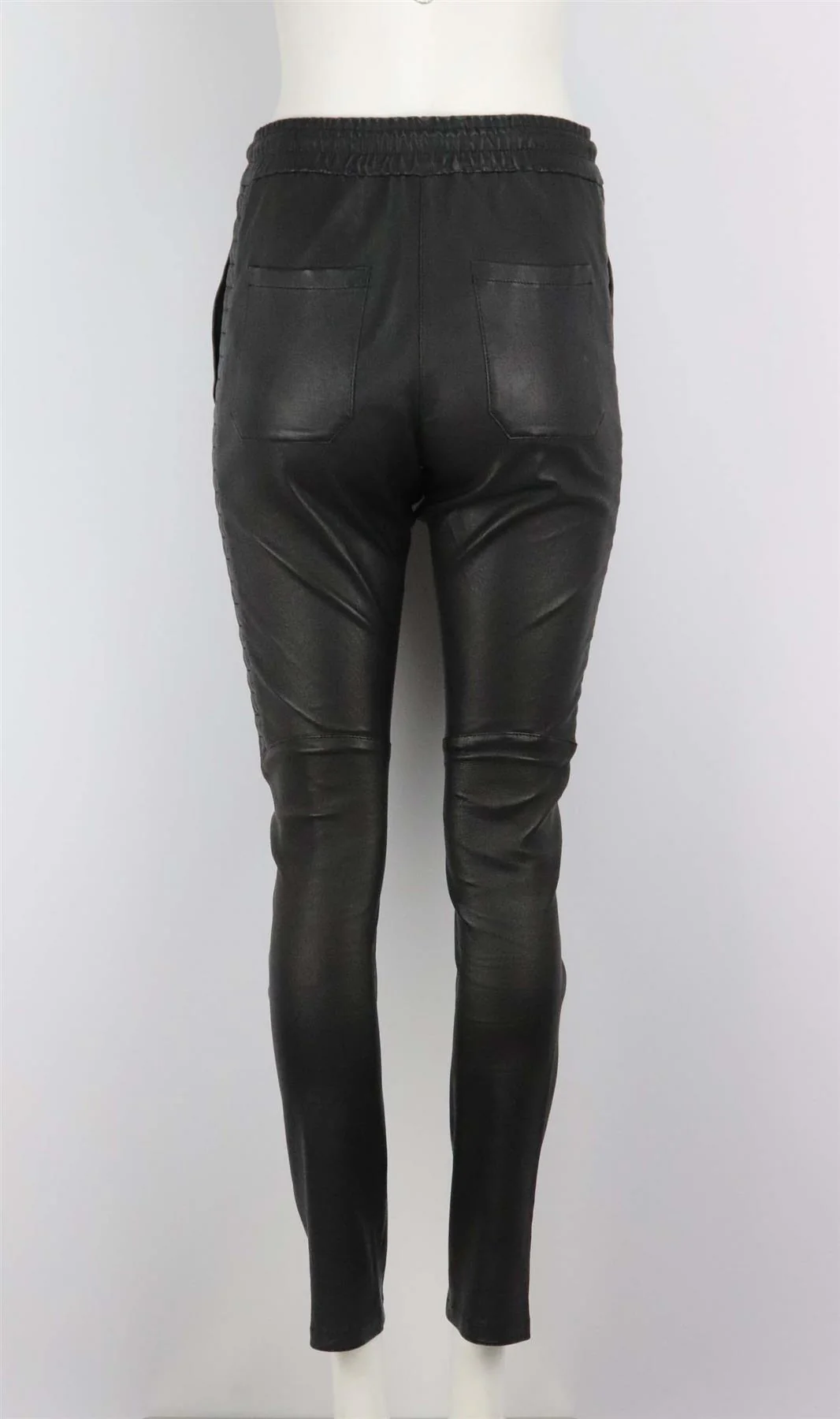 BALMAIN STRETCH LEATHER BIKER PANTS FR 34 UK 6 - Image 4