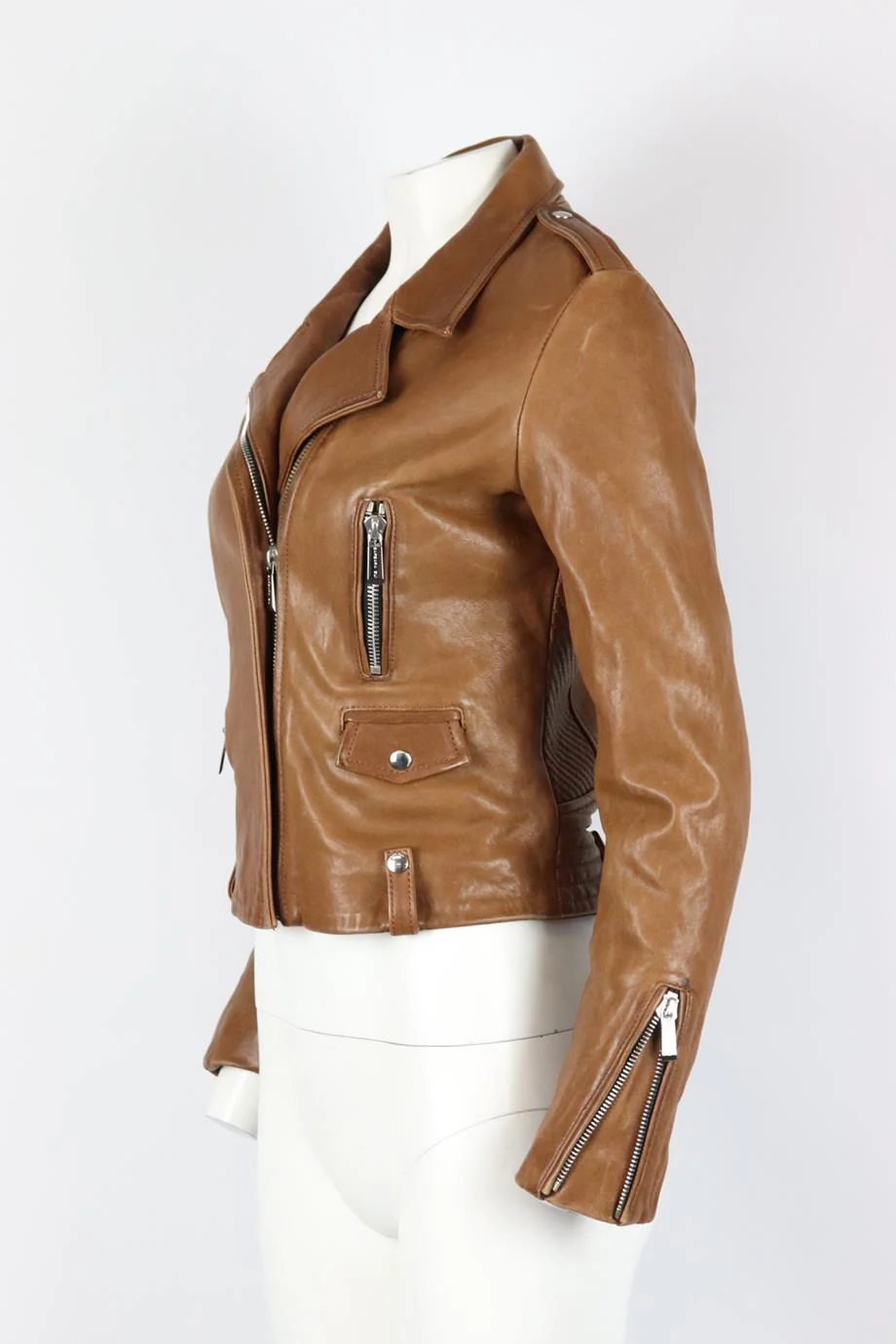 BARBARA BUI LEATHER BIKER JACKET IT 40 UK 8 - Image 3