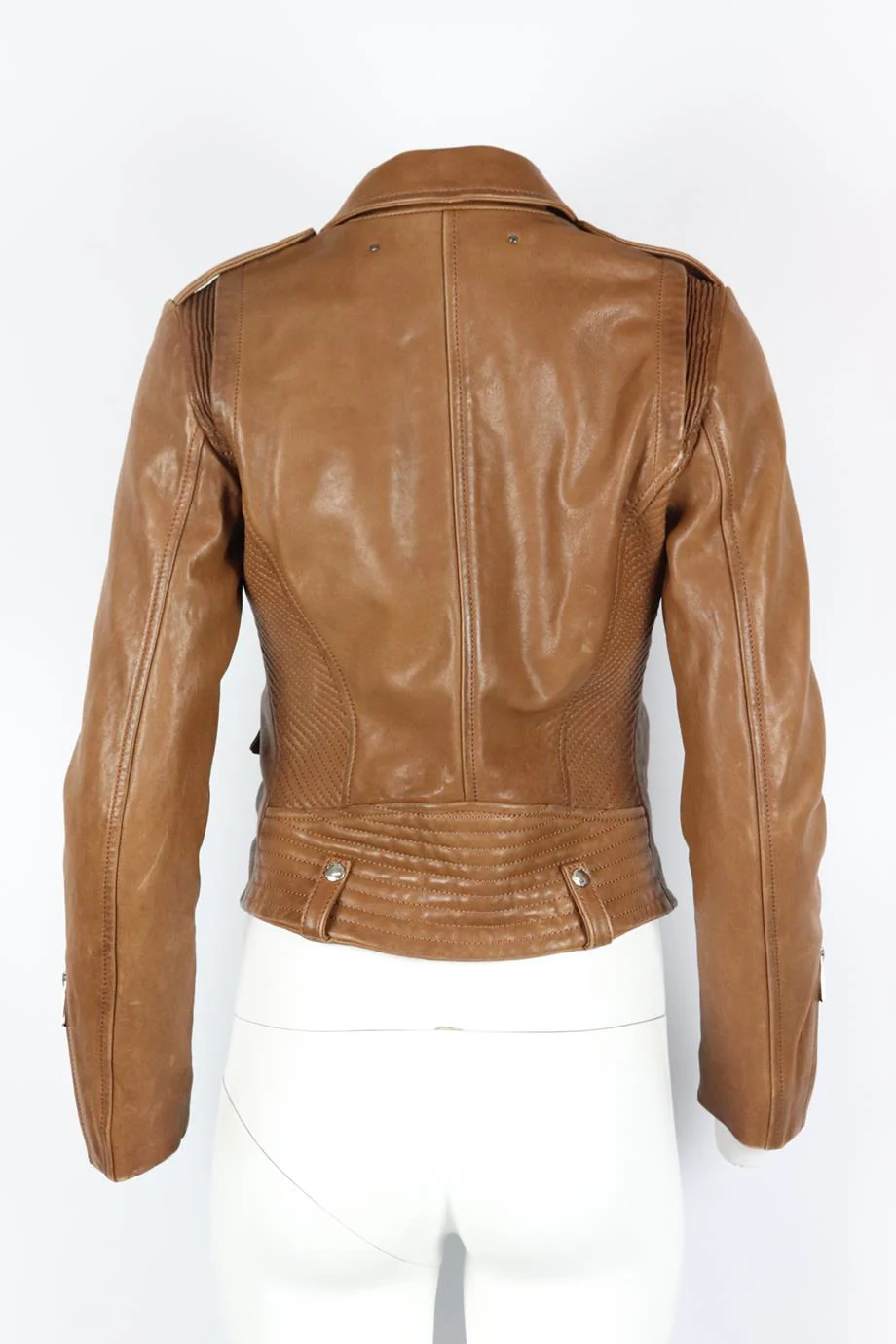 BARBARA BUI LEATHER BIKER JACKET IT 40 UK 8 - Image 4