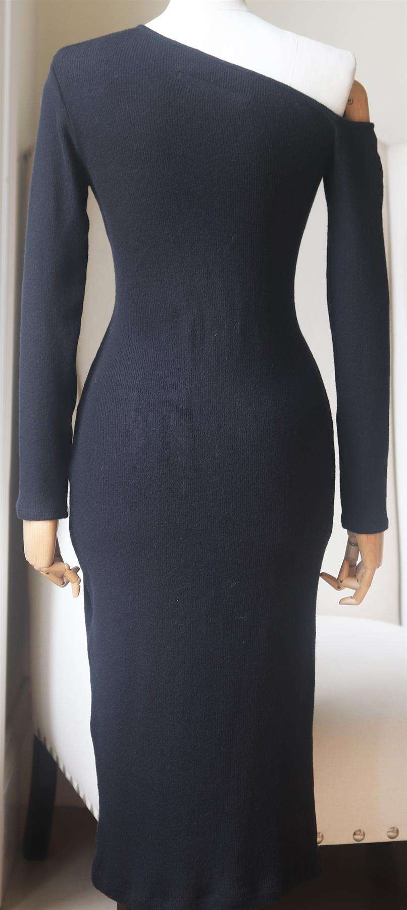 ENZA COSTA ONE SHOULDER RIBBED KNIT MIDI DRESS MEDIUM - Image 3