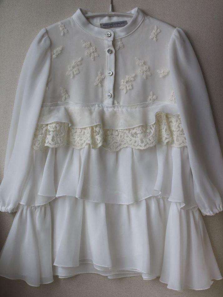 ERMANNO SCERVINO BABY GIRLS IVORY EMBROIDERED CHIFFON DRESS 4 YEARS - Image 11