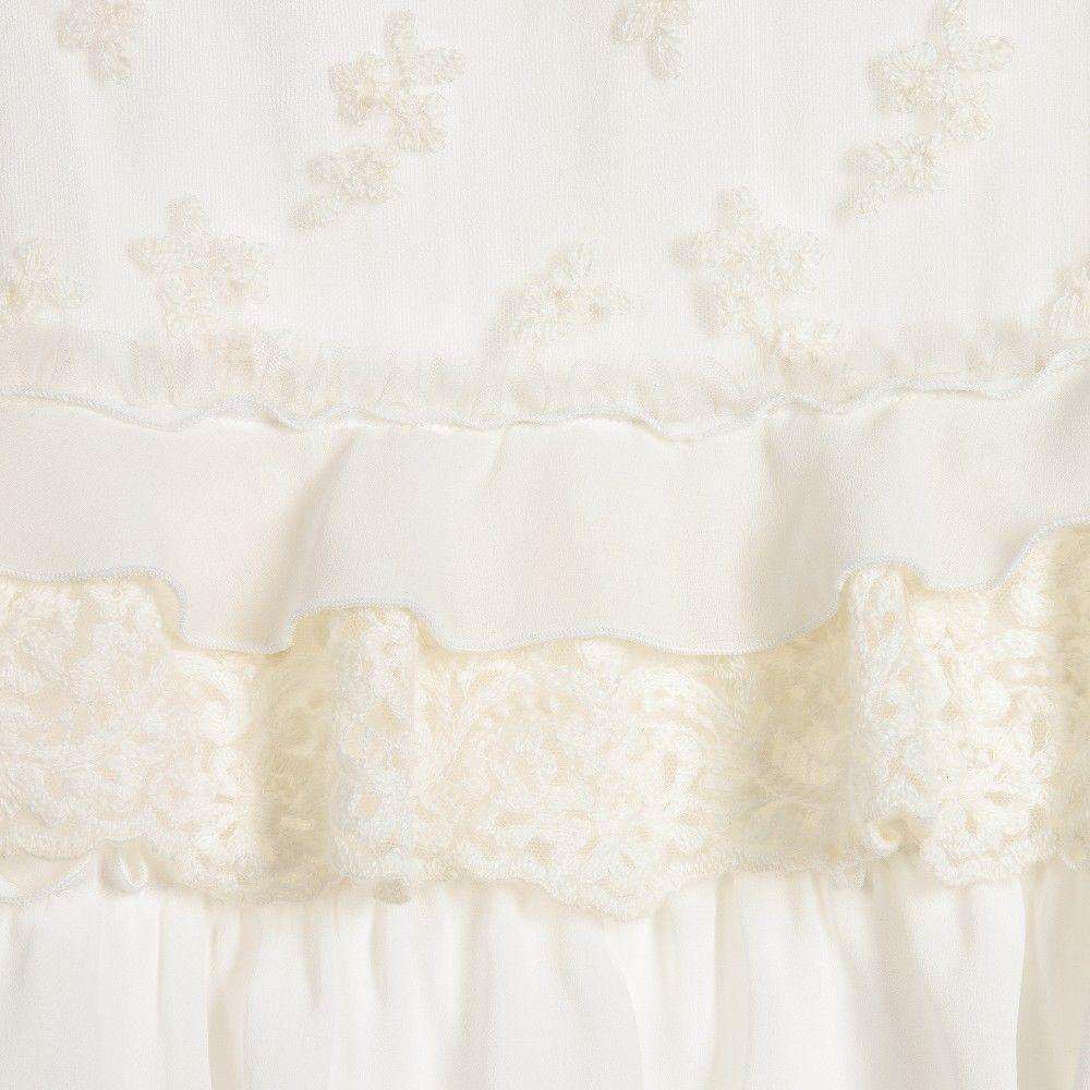 ERMANNO SCERVINO BABY GIRLS IVORY EMBROIDERED CHIFFON DRESS 4 YEARS - Image 7