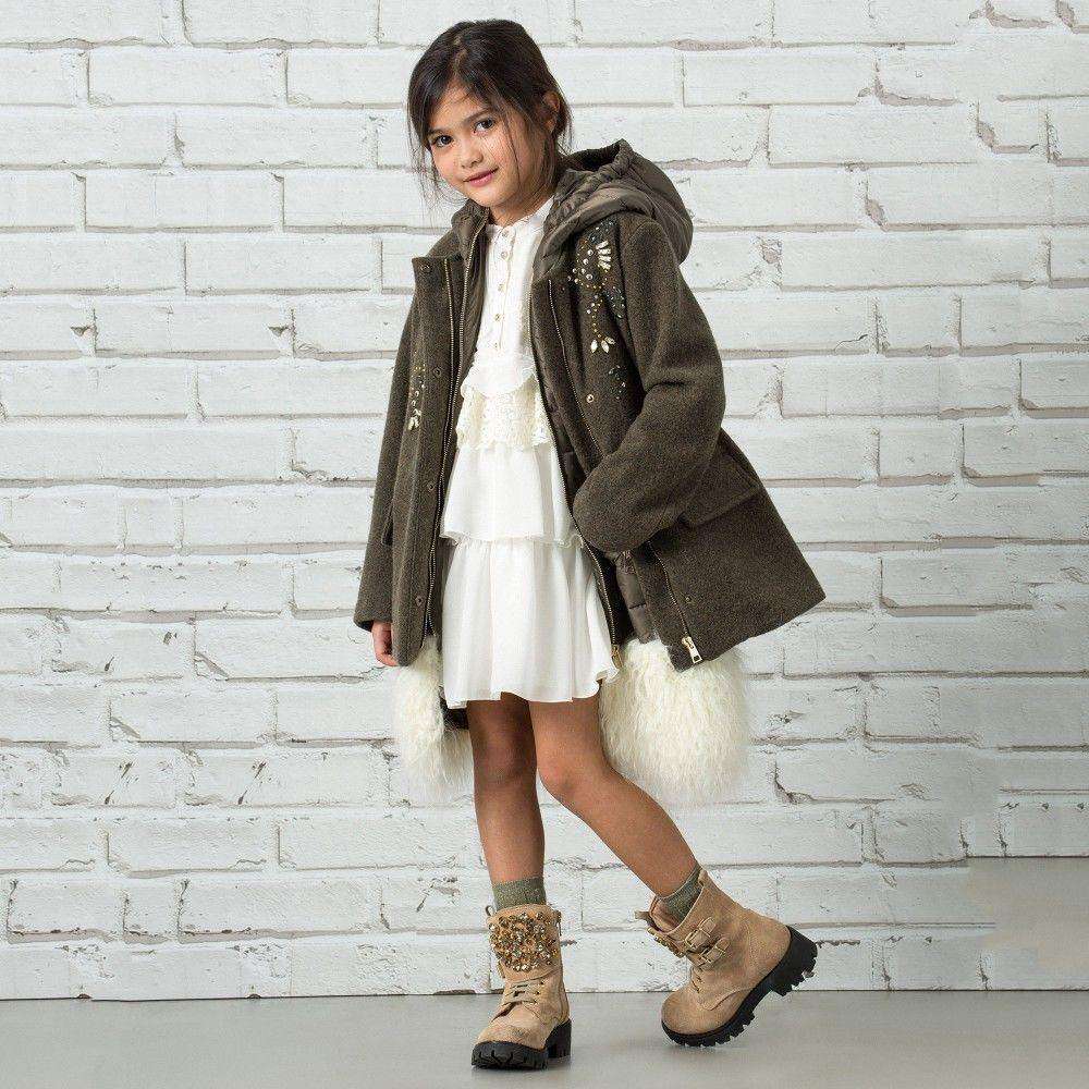 ERMANNO SCERVINO BABY GIRLS IVORY EMBROIDERED CHIFFON DRESS 4 YEARS - Image 8