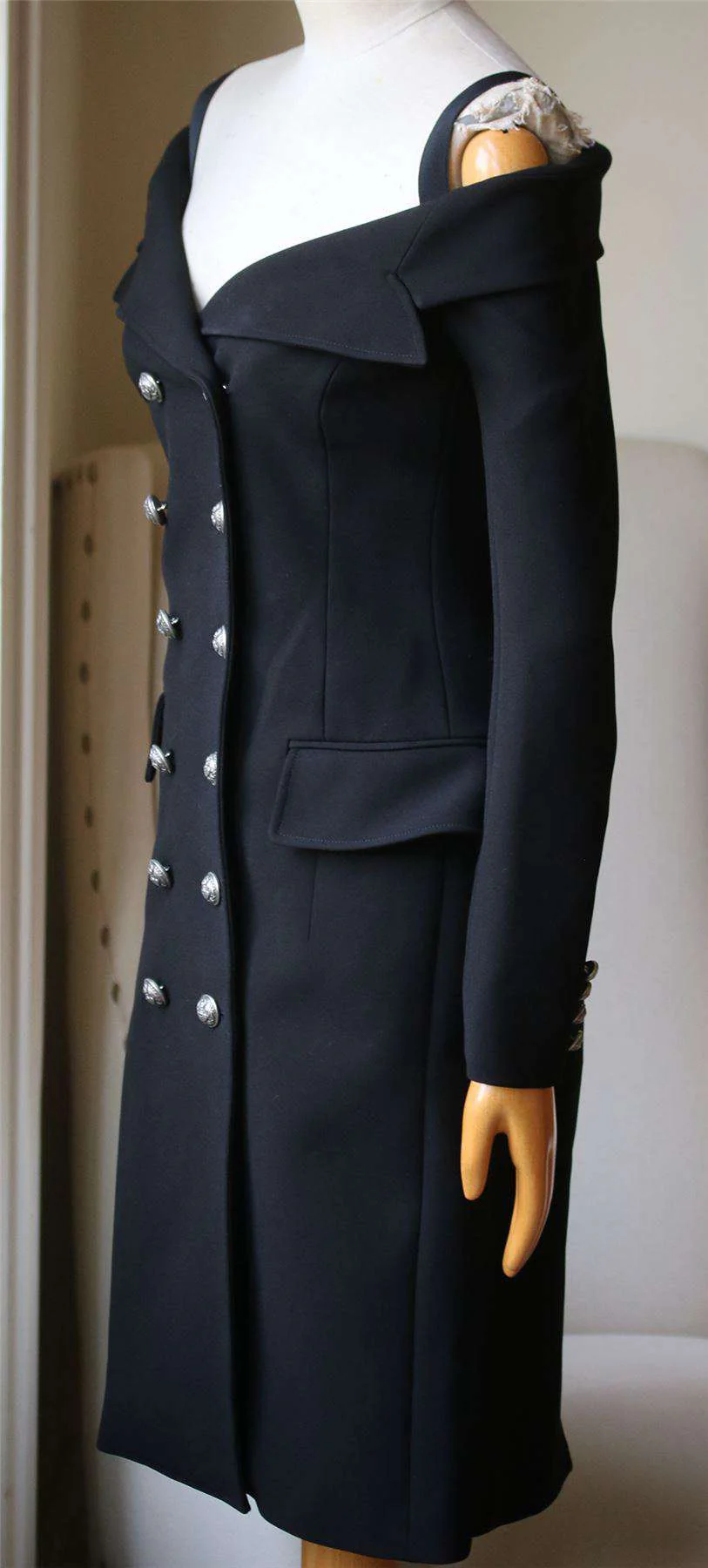 FAITH CONNEXION OFF THE SHOULDER CREPE TUXEDO DRESS FR 38 UK 10 - Image 3