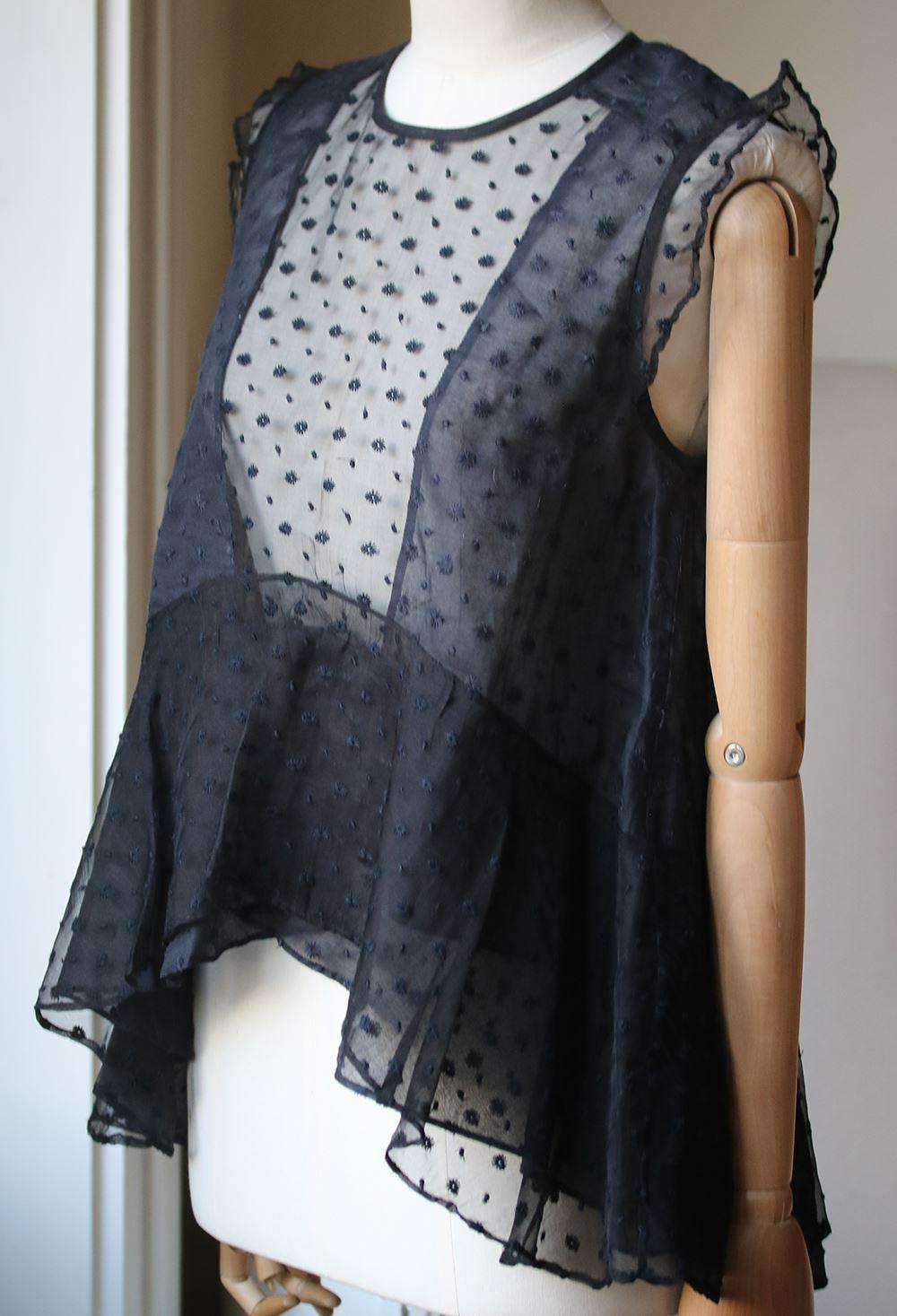 ISABEL MARANT VATELLE EMBROIDERED SILK GEORGETTE AND COTTON TOP FR 36 UK 8 - Image 3