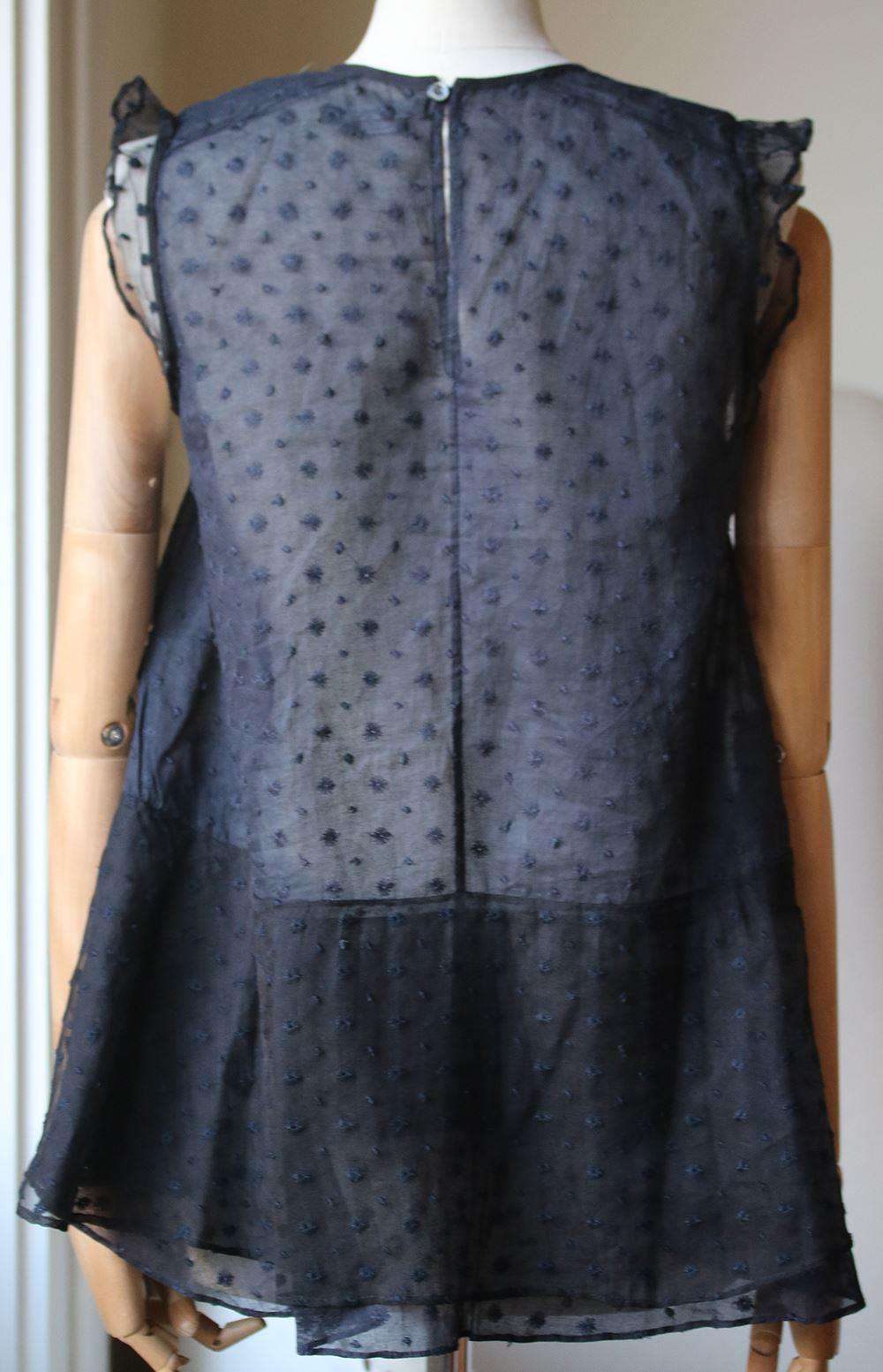 ISABEL MARANT VATELLE EMBROIDERED SILK GEORGETTE AND COTTON TOP FR 36 UK 8 - Image 4