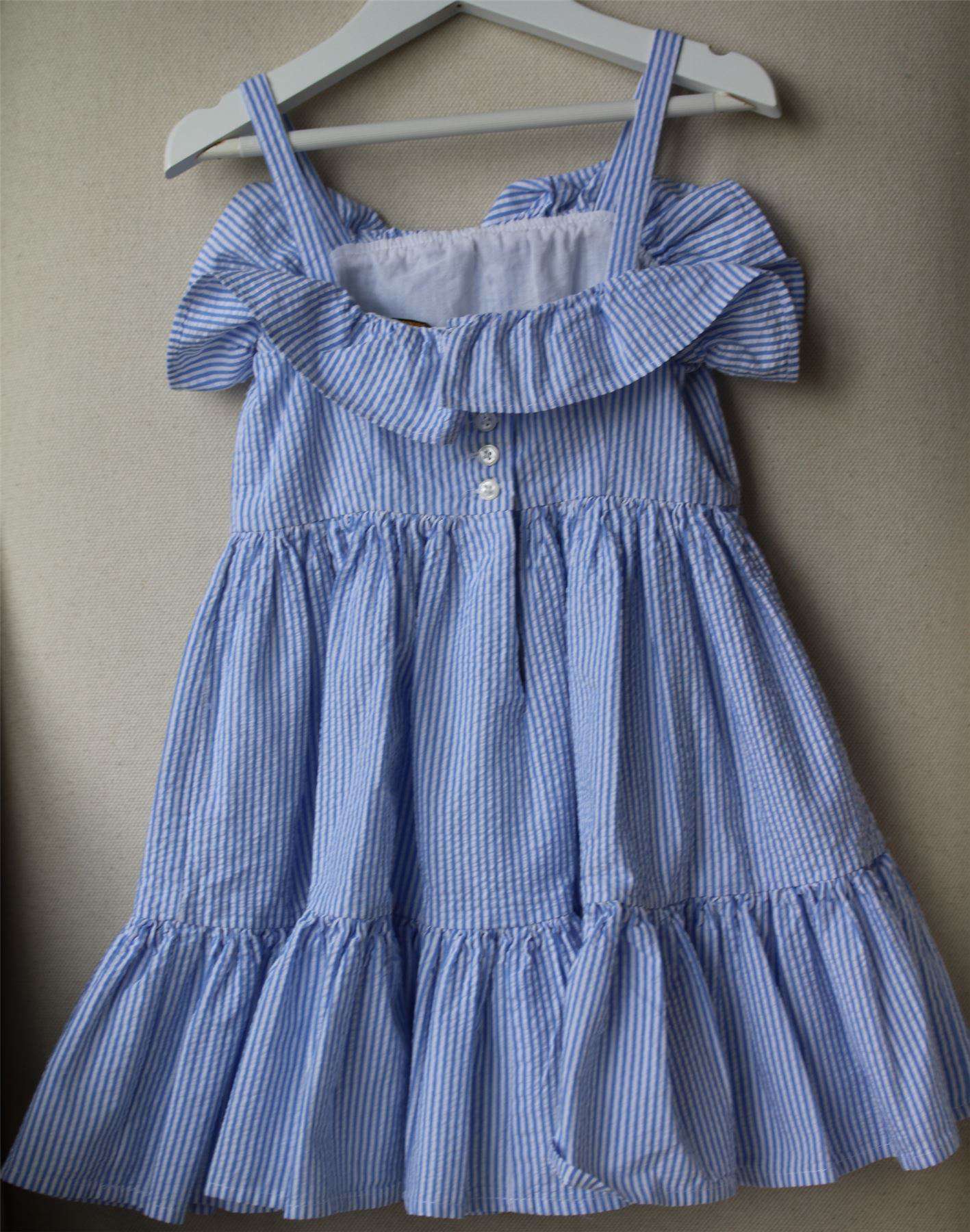POLO RALPH LAUREN GIRLS BLUE SEERSUCKER DRESS 4 YEARS - Image 3