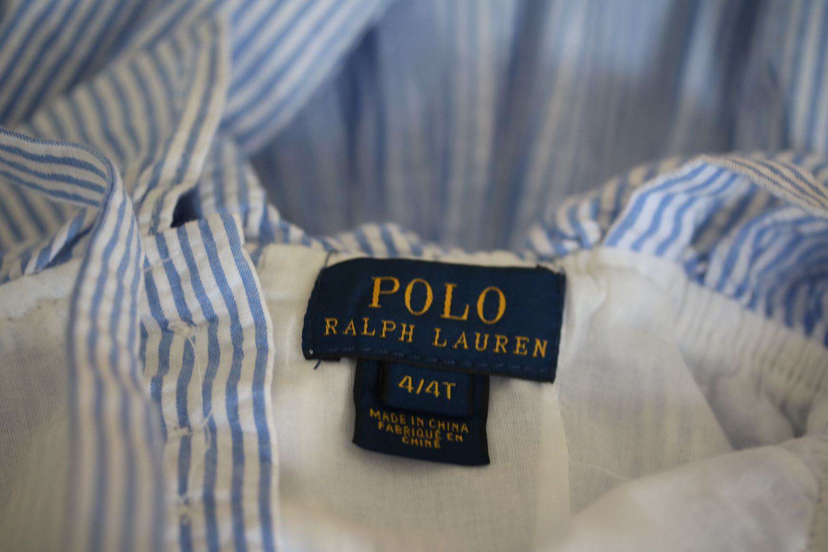 POLO RALPH LAUREN GIRLS BLUE SEERSUCKER DRESS 4 YEARS - Image 4