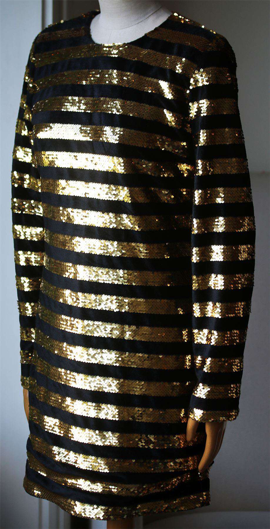 RTA CRYSTAL STRIPED SEQUINED VELVET MINI DRESS US 8 UK 12 - Image 3